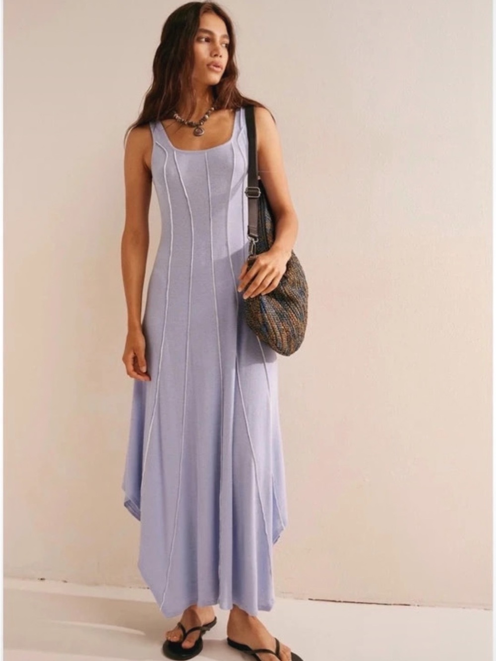 Free People XS NWT Sleeveless Lavender Maxi Dress with Scoop Neck